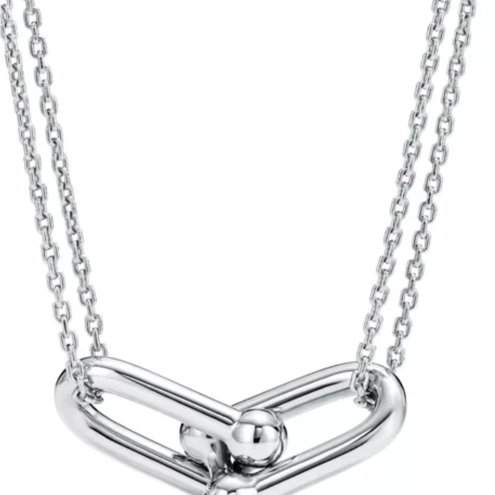 New Authntic Tiffany & Co. Sterling Silver HardWear Double Chain Necklace